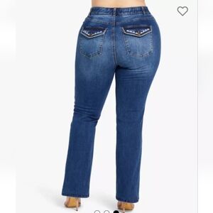 Morgan & Walker Curvy Embroidery Bootcut Jeans Stretchy Denim NWT